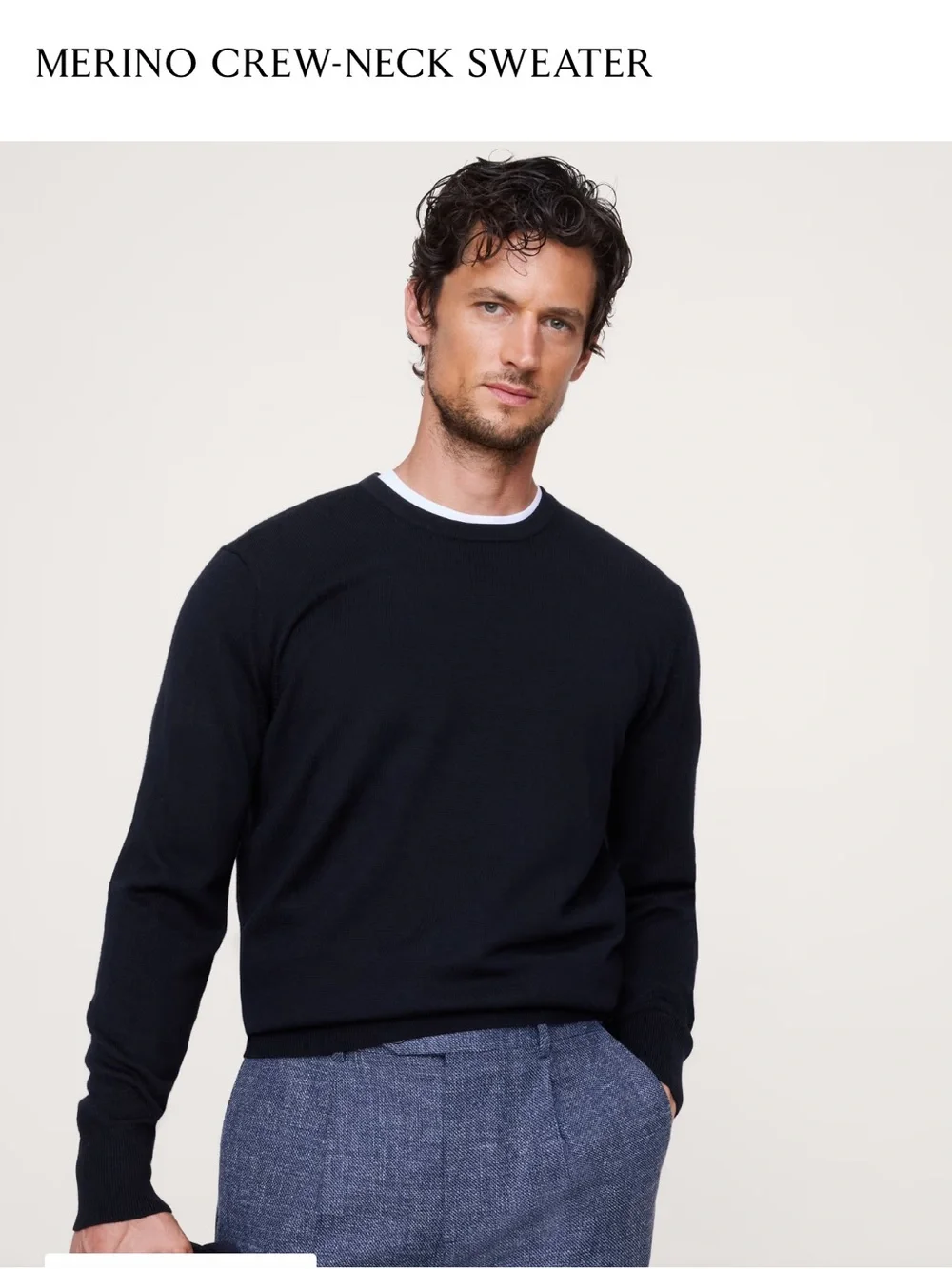 Banana Republic Black Crewneck Sweater men’s Wool business casual collegiate L